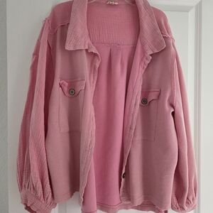 Casual Pink Utility Jacket for Women